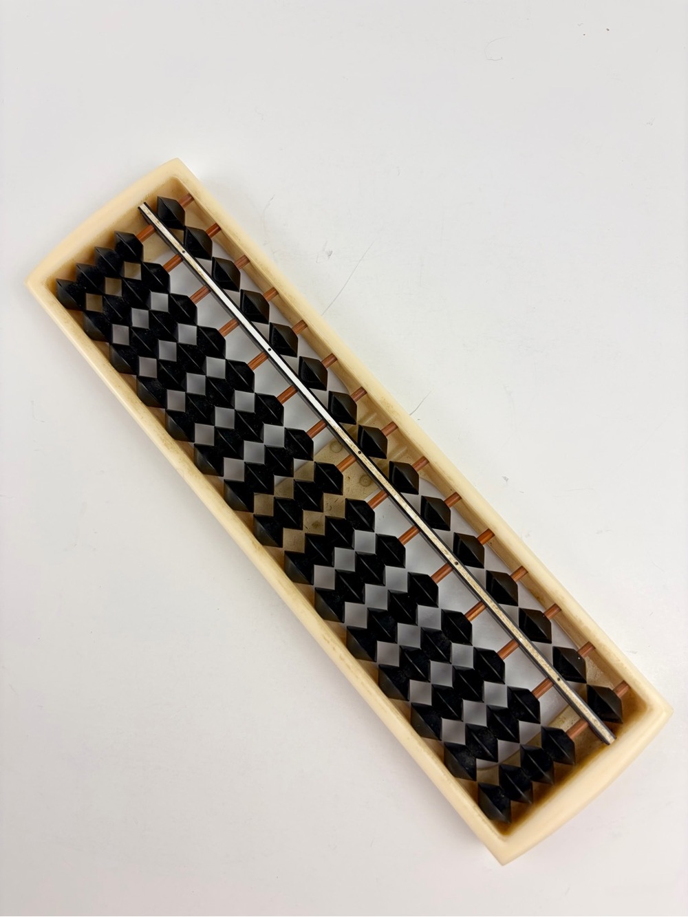 Japanese Abacus Soroban Calculator Vintage 75 Beads 15 Rods Black White